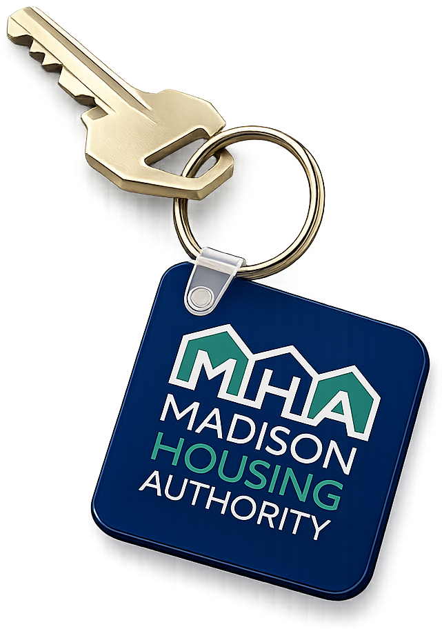 Madison Housing Authority keychain and key